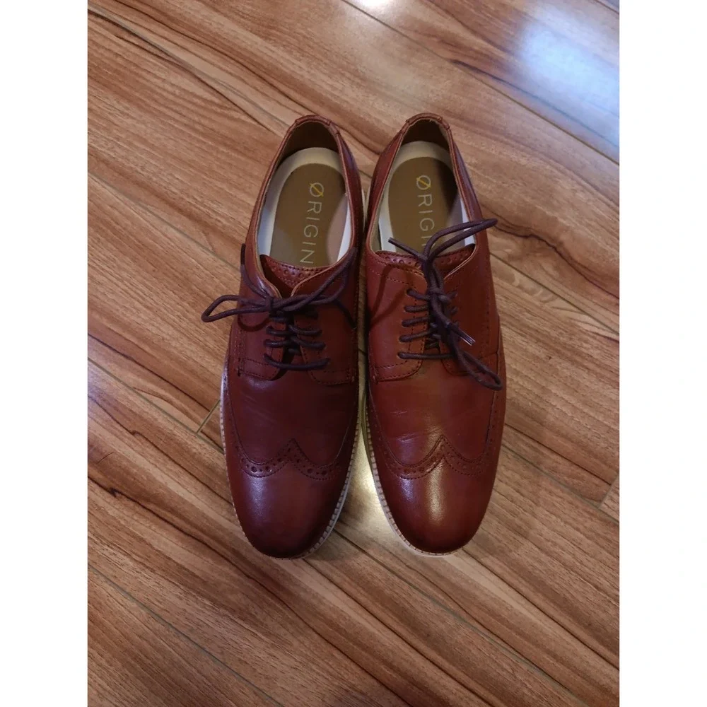 COLE HAAN Original GRAND OS Wingtip Oxford Cognac Brown Leather Shoes Mens 10.5M